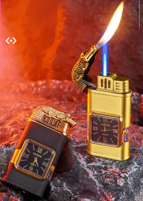 Briquet à Horloge Double Flamme