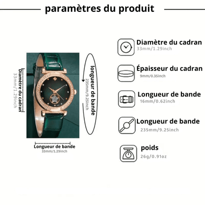 Ensemble Montre de Luxe pour Femme avec Strass - 6 pièces