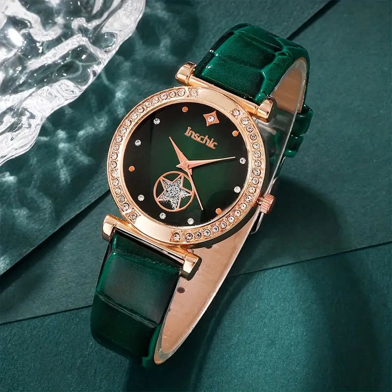 Ensemble Montre de Luxe pour Femme avec Strass - 6 pièces